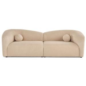 Canapé droit 4 places en velours texturé beige