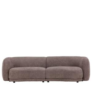 Canapé droit arrondi 3,5 places en tissu et métal - Taupe