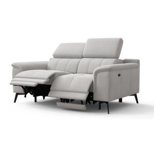 Canapé droit avec 2 relax électriques tissu gris clair