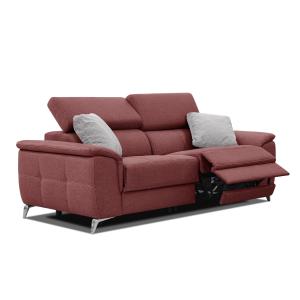 Canapé droit avec 2 relax électriques tissu rouge brique et…