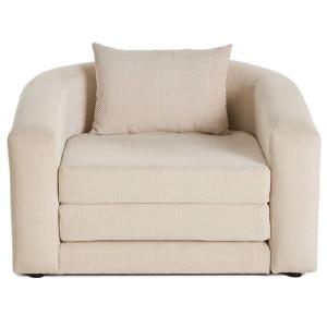 Canapé droit convertible 1 places en velours texturé beige