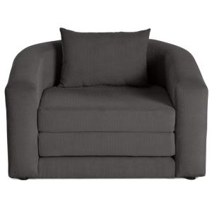 Canapé droit convertible 1 places en velours texturé gris