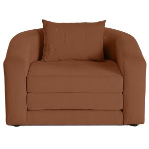 Canapé droit convertible 1 places en velours texturé terrac…