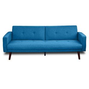 Canapé droit convertible 2 places en tissu bleu