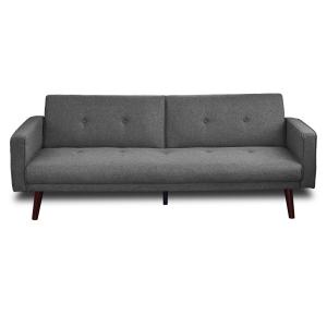 Canapé droit convertible 2 places en tissu gris