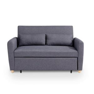 Canapé droit convertible 2 places en tissu gris foncé