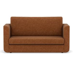 Canapé droit convertible 2 places en tissu terracotta