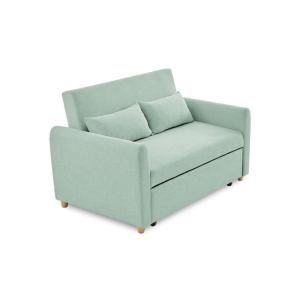 Canapé droit convertible 2 places en tissu vert d eau