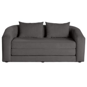 Canapé droit convertible 2 places en velours texturé gris