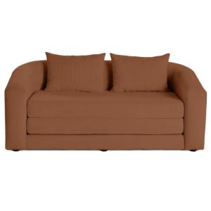 Canapé droit convertible 2 places en velours texturé terrac…