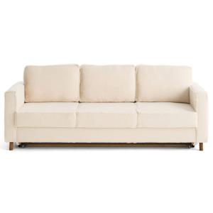 Canapé droit convertible 3 places en fausse fourrure beige