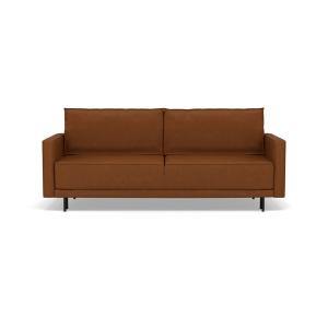 Canapé droit convertible 3 places en simili cognac