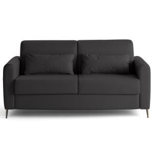 Canapé droit convertible 3 places en simili gris anthracite