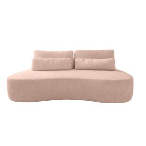 Canapé droit convertible 3 places en tissu bouclette rose