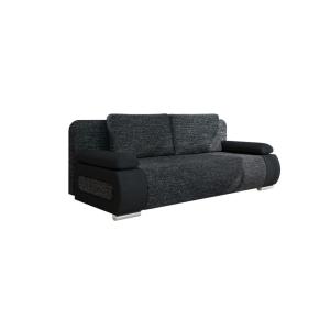 Canapé droit convertible 3 places en tissu noir / gris