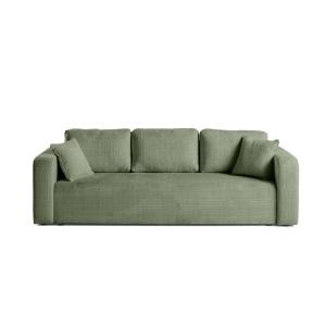 Canapé droit convertible 3 places en velours texturé vert s…