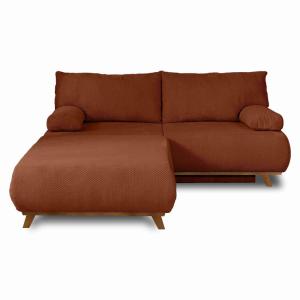 Canapé droit convertible 4 places en velours texturé terrac…