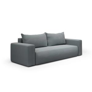 Canapé droit convertible droit 3 places en tissu gris