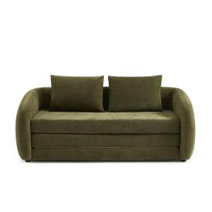 Canapé droit convertible en tissu 2 places vert