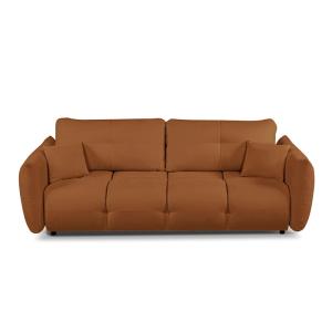 Canapé droit convertible en tissu 3 places cognac