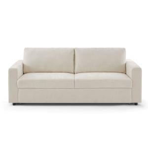 Canapé droit convertible en tissu 4 places beige