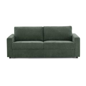 Canapé droit convertible en tissu 4 places vert