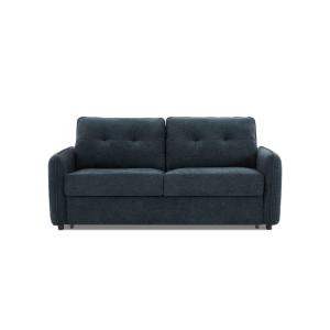 Canapé droit convertible en tissu chenille 3 places bleu ca…