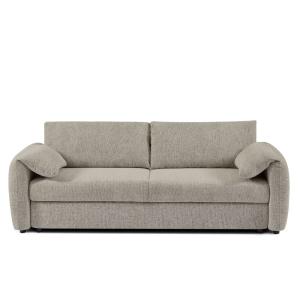 Canapé droit convertible en tissu chenille 3 places taupe
