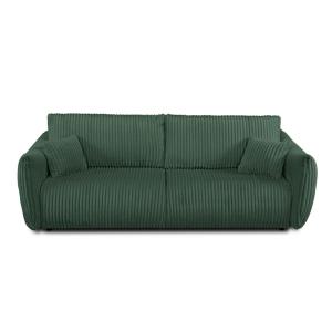 Canapé droit convertible en velours côtelé 3 places vert ka…