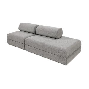 Canapé droit convertible et modulable 3 places en tweed gri…