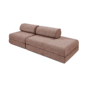 Canapé droit convertible et modulable 3 places en tweed rou…