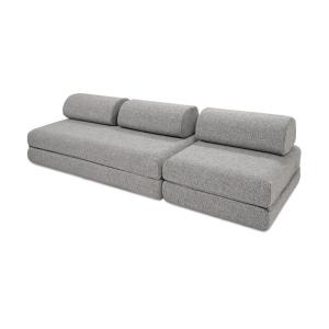 Canapé droit convertible et modulable 4 places en tweed gri…