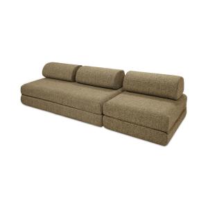 Canapé droit convertible et modulable 4 places en tweed jau…