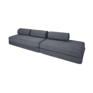 Canapé droit convertible et modulable 5 places en tissu lis…