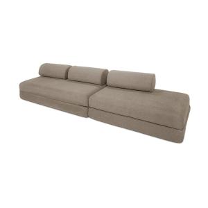 Canapé droit convertible et modulable 5 places en tissu lis…