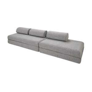 Canapé droit convertible et modulable 5 places en tweed gri…