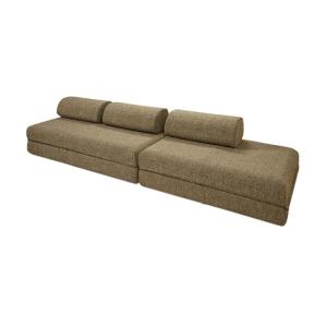Canapé droit convertible et modulable 5 places en tweed jau…