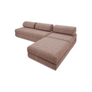 Canapé droit convertible et modulable 6 places en tweed rou…