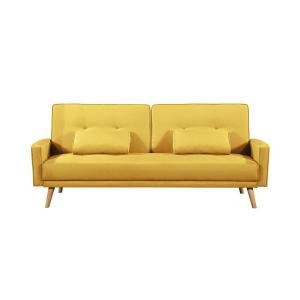 Canapé droit convertible style scandinave en tissu jaune
