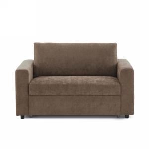 Canapé droit convertible tissu 2 places marron
