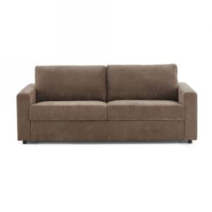 Canapé droit convertible tissu 4 places marron