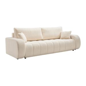 Canapé droit convertible tissu bouclette 3 places Beige