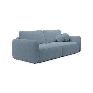 Canapé droit convertible tissu bouclette 3 places Bleu