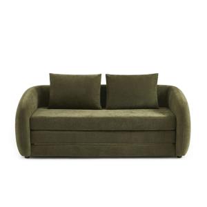 Canapé droit convertible tissu chenille 2 places vert