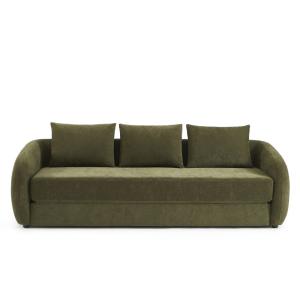 Canapé droit convertible tissu chenille 3 places vert