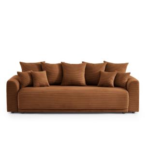 Canapé droit convertible velours 3 places terracotta