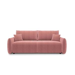 Canapé droit convertible velours côtelé 3 places Rose