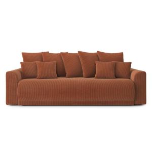 Canapé droit convertible velours côtelé 3 places terracotta…