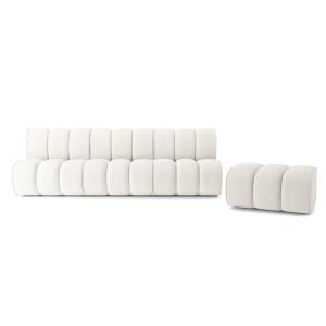 Canapé droit en tissu 4 places blanc pur