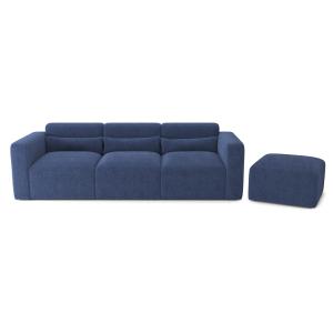 Canapé droit en tissu 4 places bleu nuit